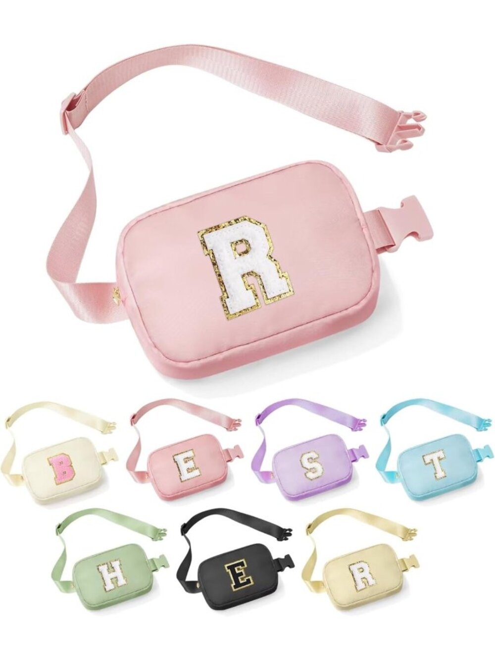 Monogrammed Pink Crossbody Belt Bag - Stylish Women's Everywhere Bag